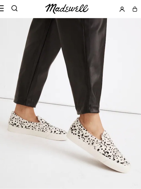 Madewell Shoes - Slip-On Spatter-Print Calf Hair Sneakers - White/Black